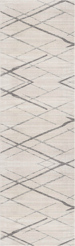 2"x20" Gray Modern Abstract Pattern Runner Rug