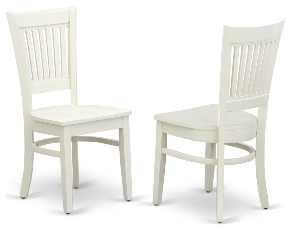 5-Piece Set, 4 Chair With Slatted Back and Table With Top, Linen White