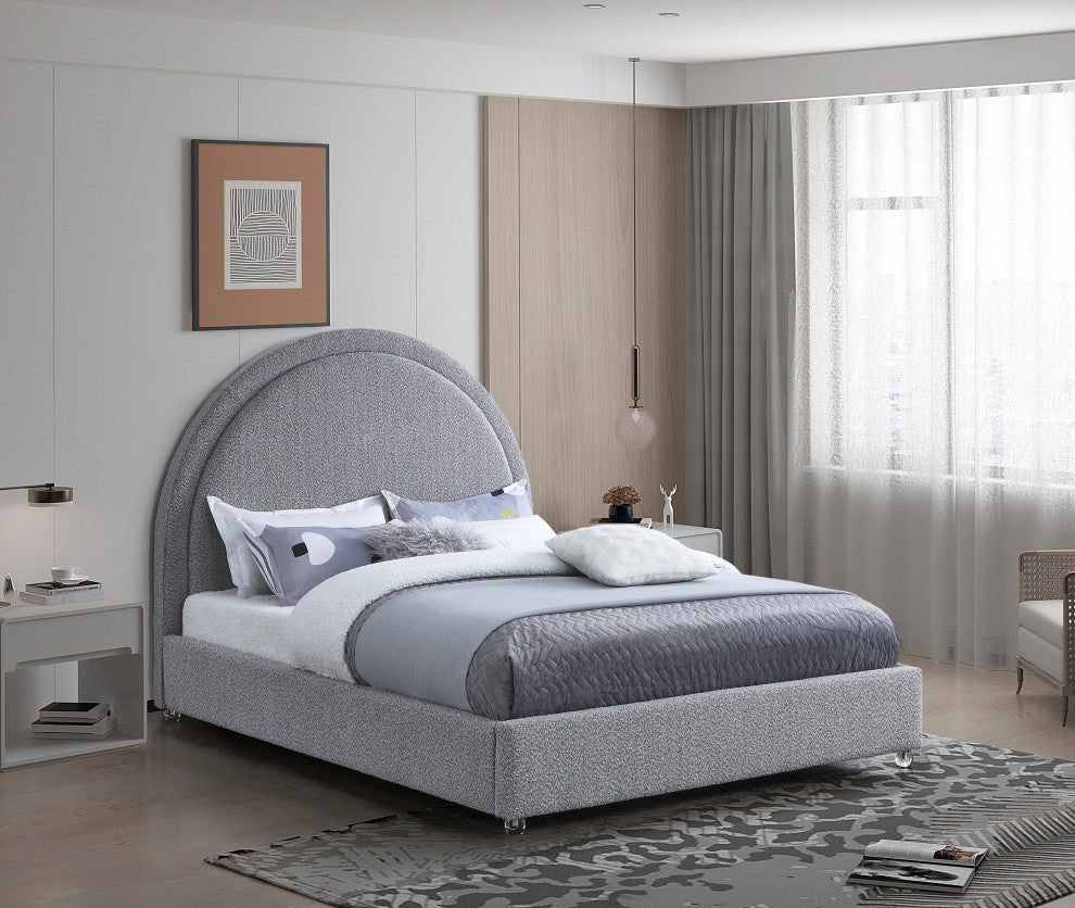Milo Velvet Upholstered Bed, Gray, Full