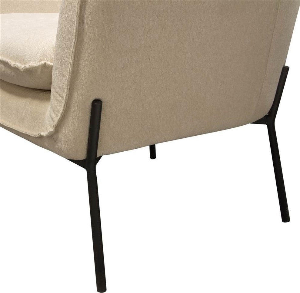 Status Accent Chair, Cream Fabric With Black Powder Coated Metal Leg