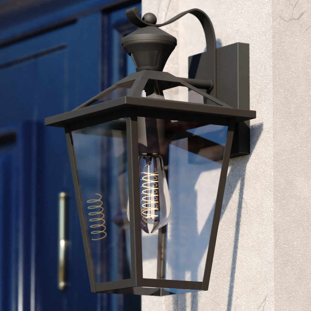 Derby 1 Light Matte Black Motion Sensor Dusk to Dawn Outdoor Wall Lantern