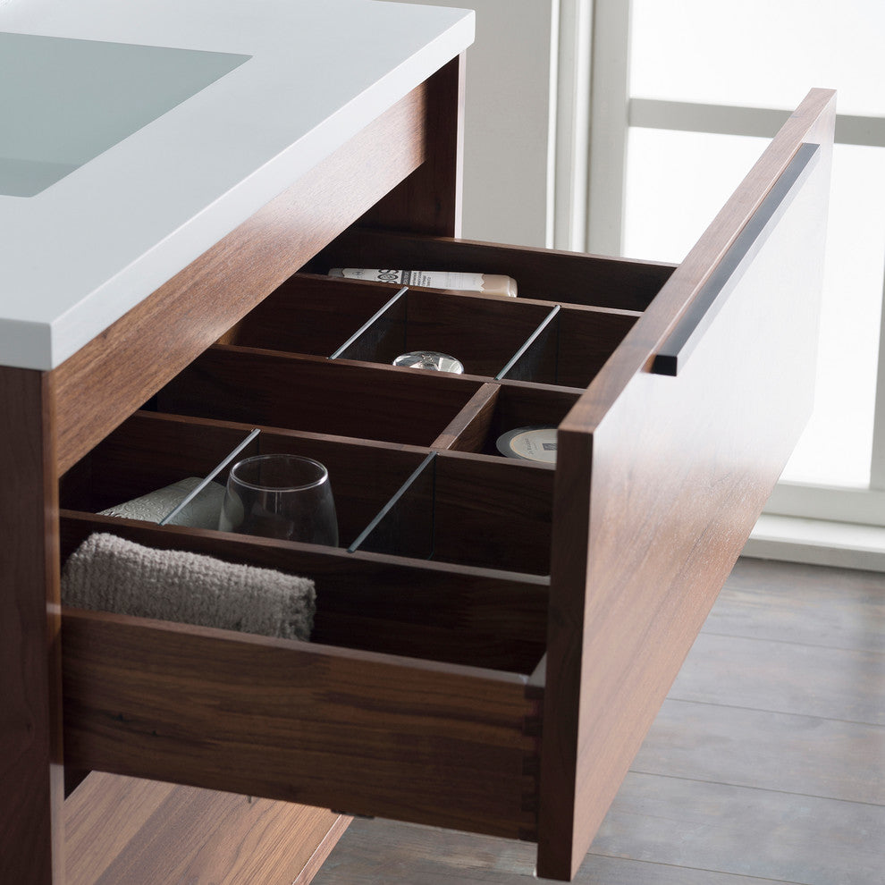 Vanity Alfred 37 With Integrated Solid Surface counter top, American Walnut, Mat