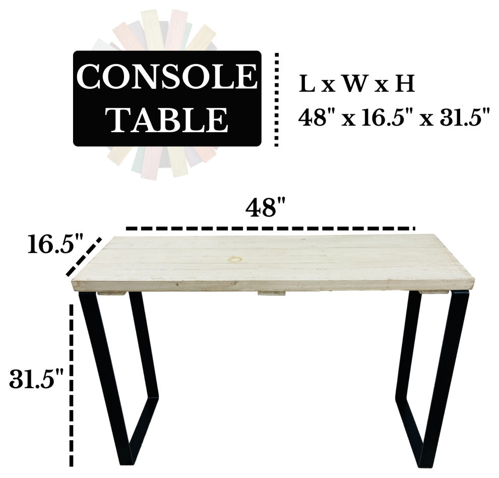 Barn Walls Bedroom Console Table Accent Table, Handcrafted, Antique White, 48" Length