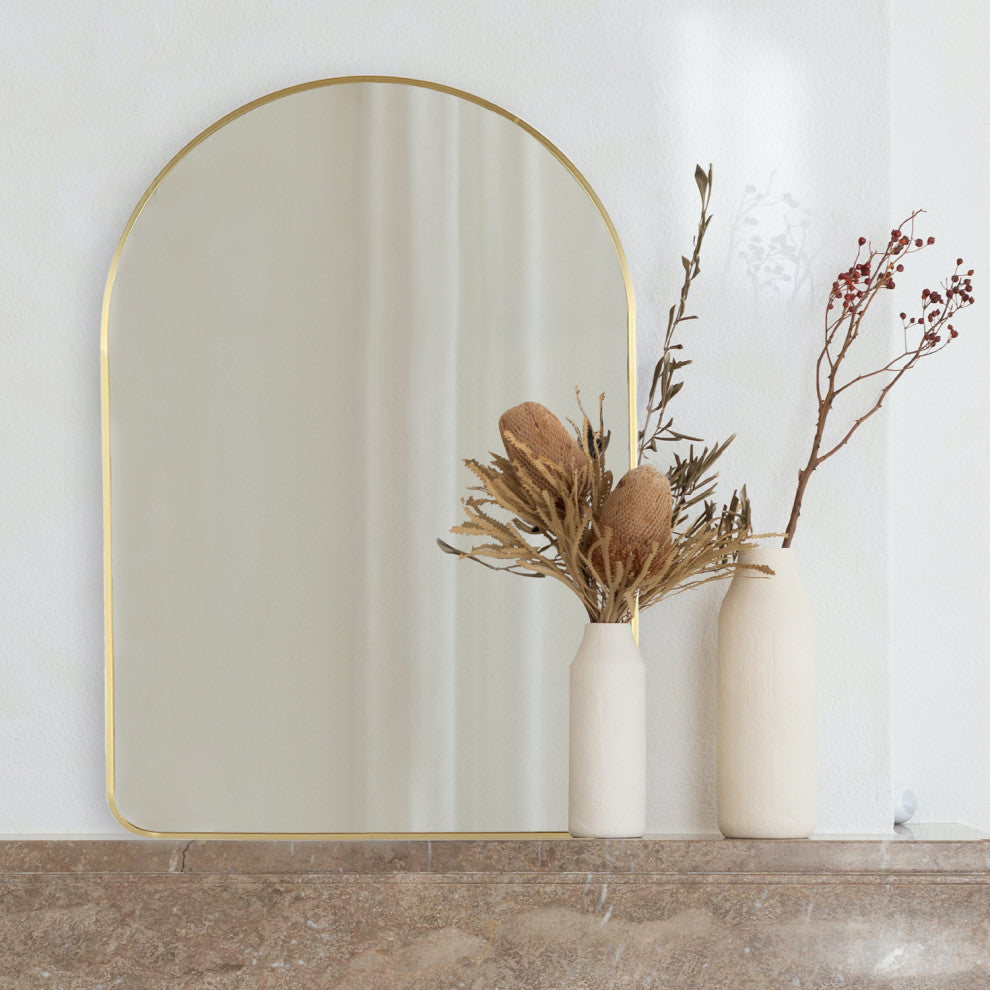 36"x24" Arch Gold Wall Mirror