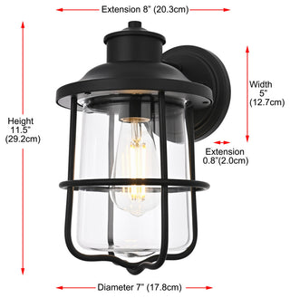 Home Living 7" Outdoor Wall Sconce, Black