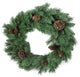 24" Christmas Pine Wreath with Natural Pine Cone 140 Tips