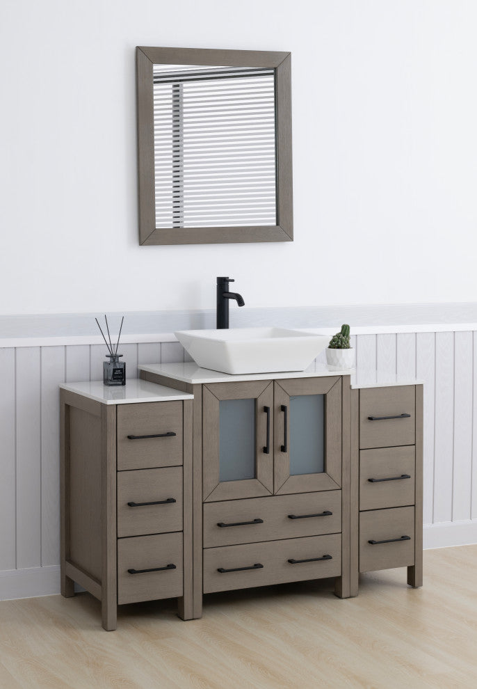 Vanity Art Bathroom Vanity Set With Sink, Driftwood Gray, 48", Standard Mirror