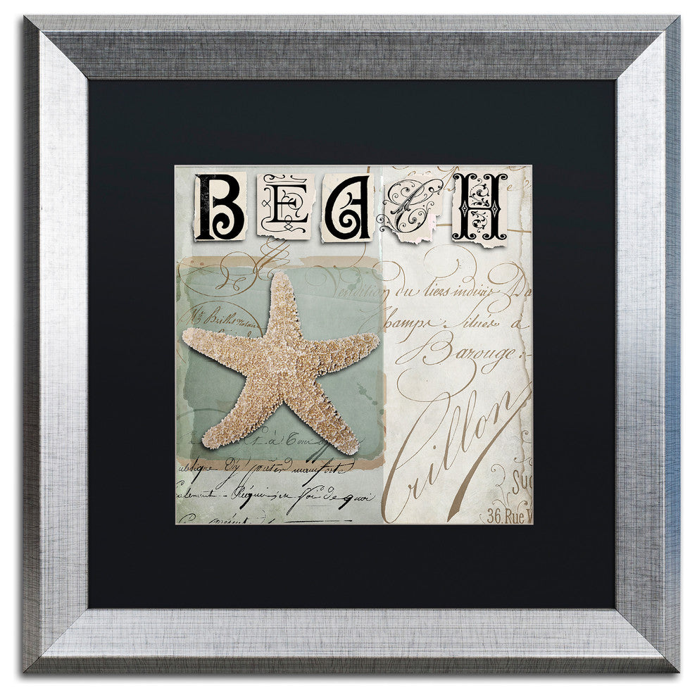 Color Bakery 'Beach Book II' Matted Framed Art, Silver Frame, Black Mat, 16x16