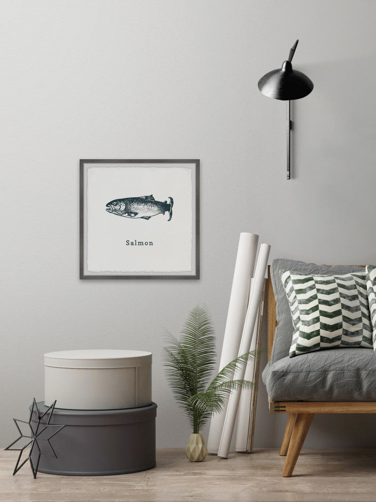 "Salmon in White" Framed Painting Print, 32x32