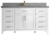 Cambridge 60 Single Bathroom Vanity in White 2" Piatra Gray