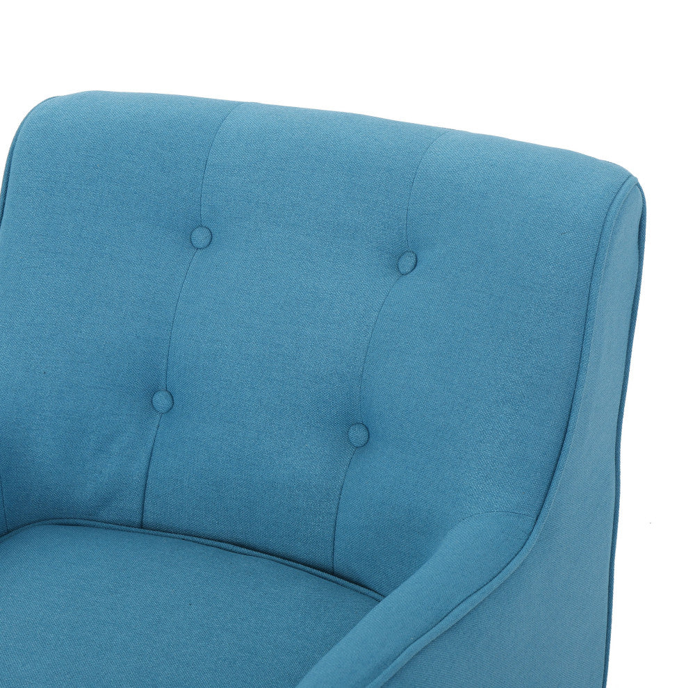 GDF Studio Fontinella Mid-Century Modern Fabric Tufted Arm Chair, Teal, Single