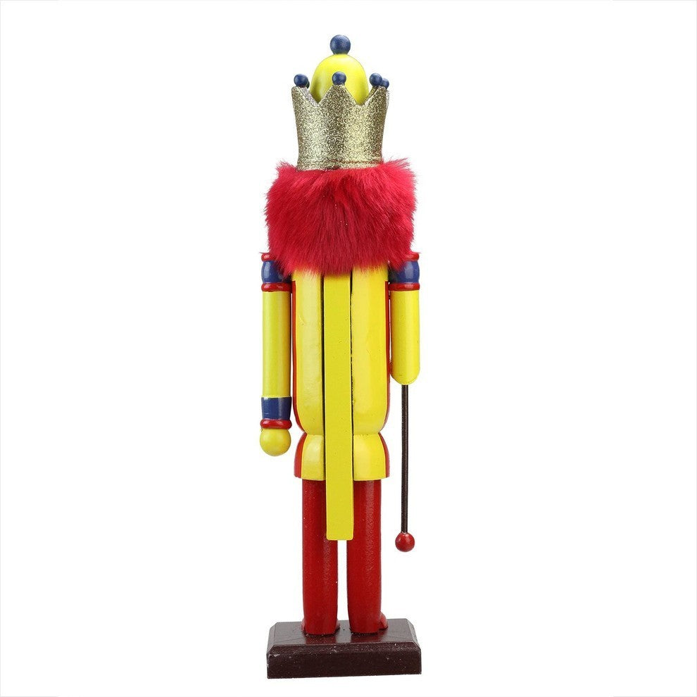 14" Yellow and Red Sugar Daddy King Wooden Nutcracker Figure