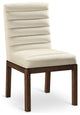 Evelyn Upholstered Dining Chair, Cream, Velvet, Walnut Finish