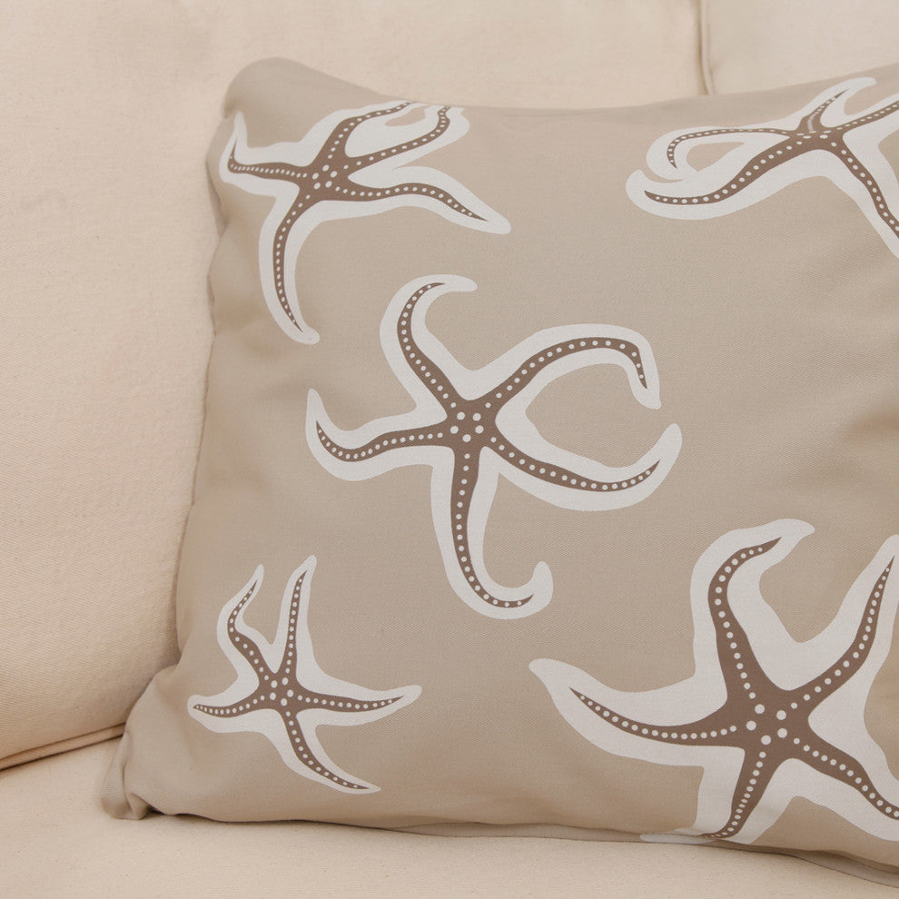 Starfish Eco Coastal Throw Pillow Cover, Beige/Taupe