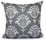 Floral Motifs Decorative Pillow, Grey, 16"x16"