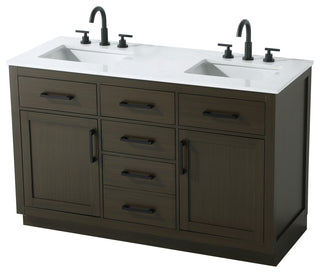 Home Living 54" Double Bathroom Vanity, Mocha Brown