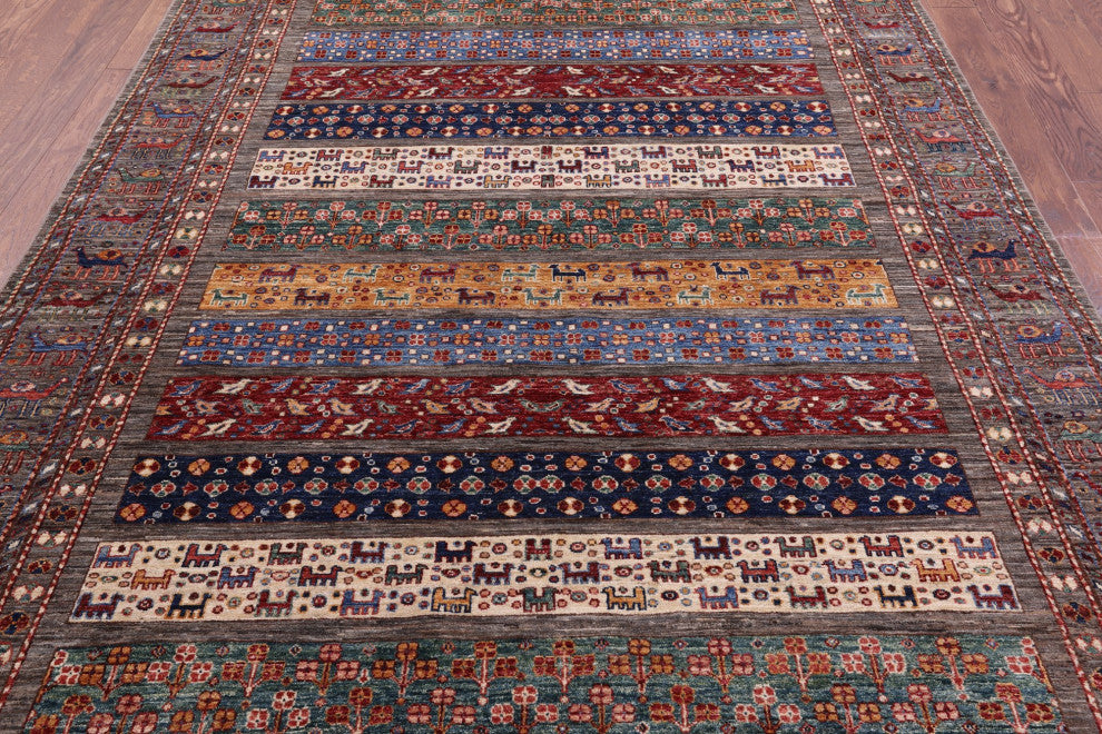 Tribal Persian Gabbeh Hand Knotted Rug 6' 11" X 9' 9" Q10446