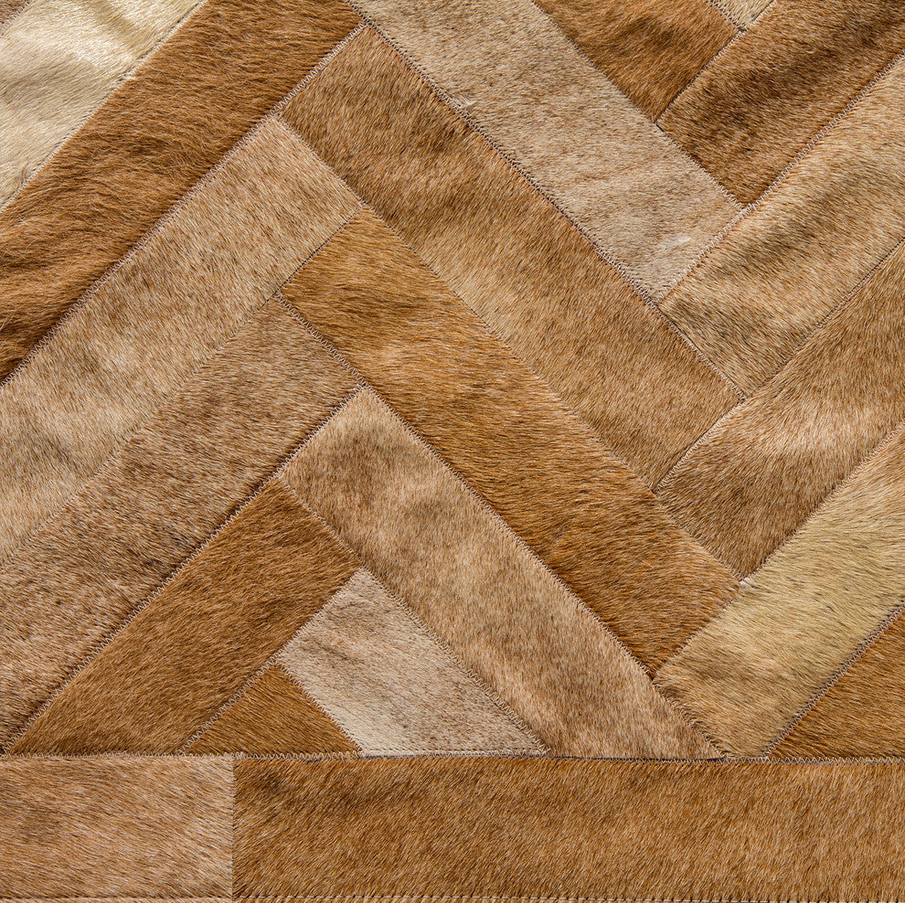 Cowhide Patchwork Rug, Plutus, Taupe, 5'x8'