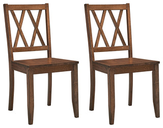 Set of 2 Double-X Back Wood Chairs, Walnut