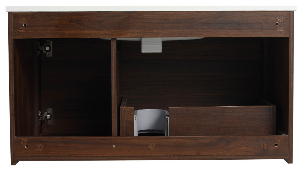 36" Plywood Wall Mounted Bath Vanity Set, Integrated Resin Sink