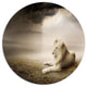 King Of Animals At Sunset, Animal Round Metal Wall Art, 36"