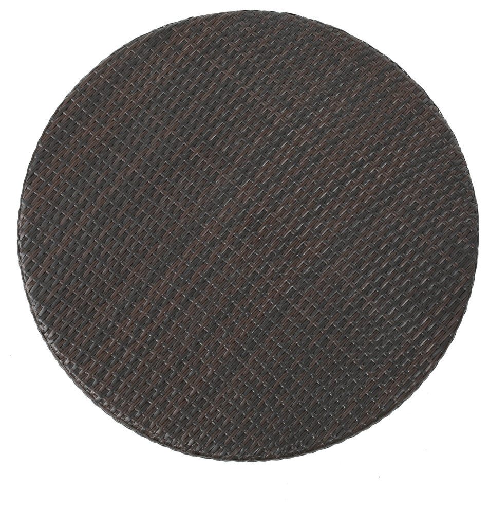 GDF Studio Dom Outdoor 32.5" Round Multi-Brown Wicker Bar Table