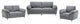 Villanelle Light Gray Linen Sofa Loveseat Chair Living Room Set