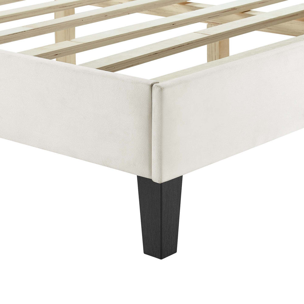 Zahra Channel Tufted Performance Velvet Full Platform Bed, White