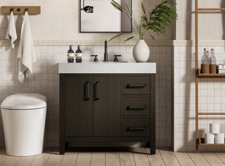 Home Living 36" Single Bathroom Vanity, Mocha Brown
