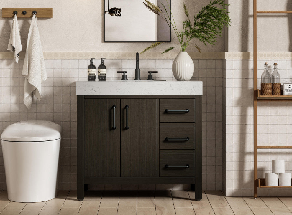 Home Living 36" Single Bathroom Vanity, Mocha Brown