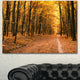 Pathway in Yellow Autumn Forest, Forest Canvas Art Print, 40"x30"