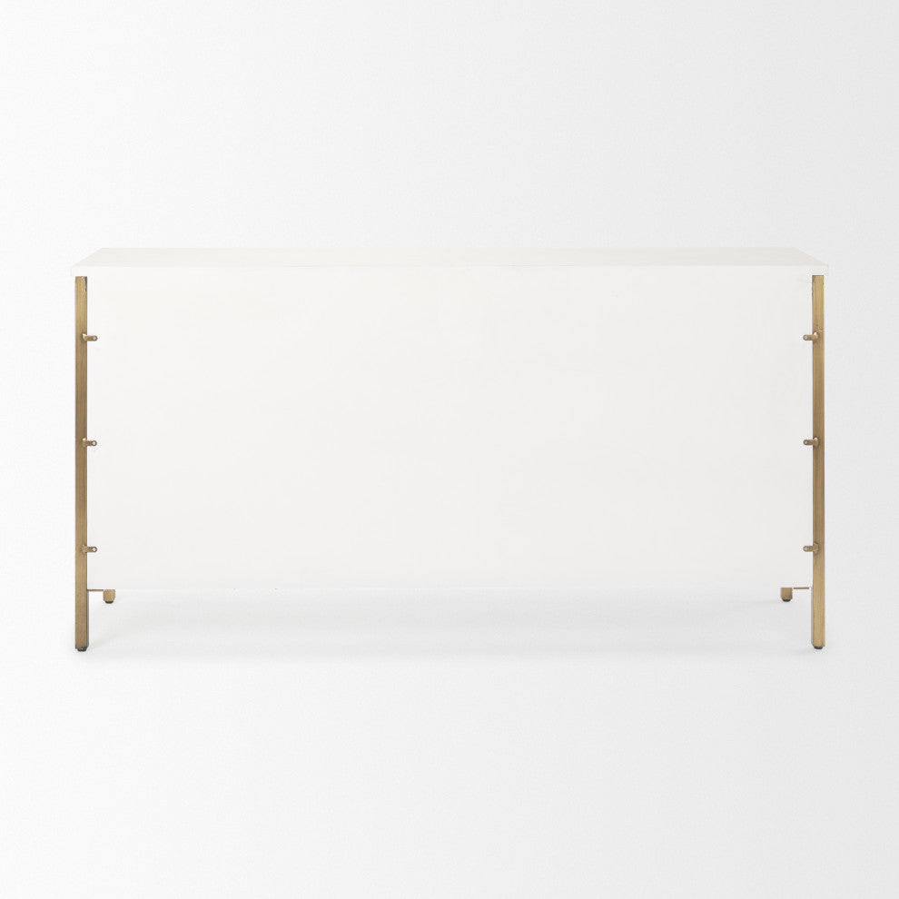 Savannah White Fir Veneer With Gold Metal Accents 6-Drawer Sideboard