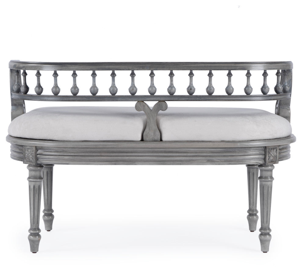 Hathaway 37" Upholstered Bench, Powder Gray
