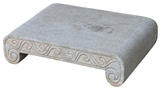 Chinese Off White Gray Marble Stone Rectangular Stand Table Hcs7088