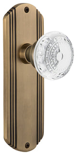 Deco Plate Passage Crystal Meadows Knob, Antique Brass, 2.375"