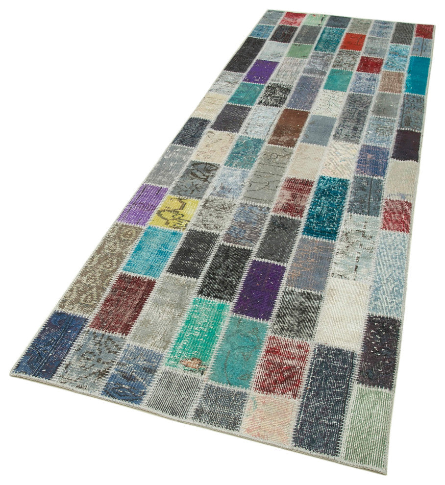 Rug N Carpet - Handmade Turkish 3' 1" x 10' 0" Colorful Patchwork Runner Rug
