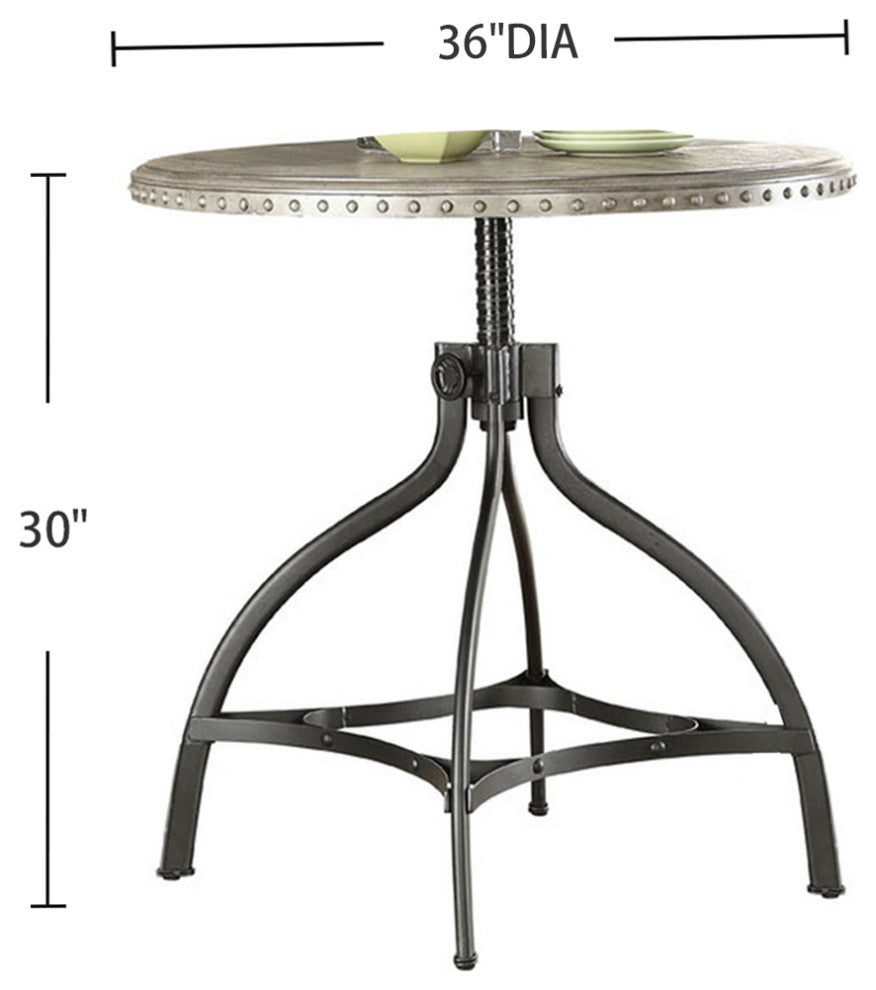 3 Piece Adjustable Counter Height Set, Gray Oak/Black Finish