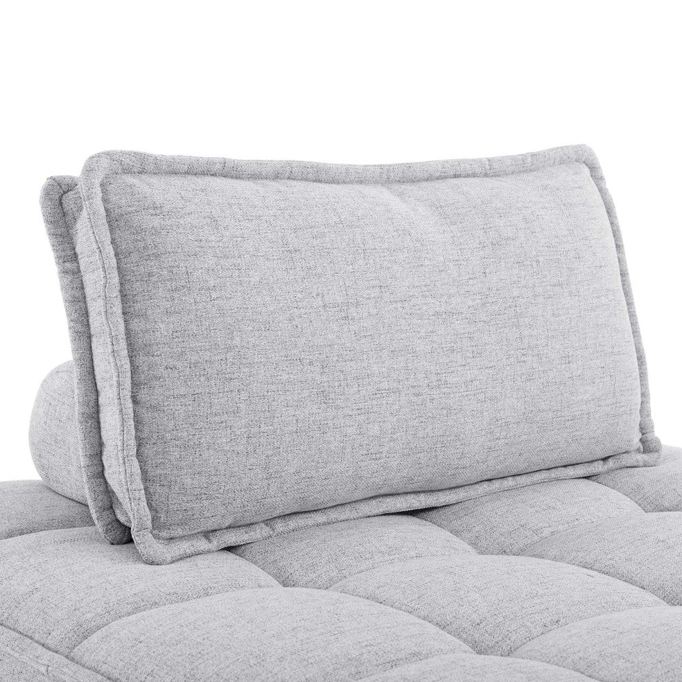 Saunter Tufted Fabric Armless Chair Light Gray