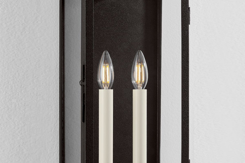 Louie Exterior Wall Sconce, Forged Iron