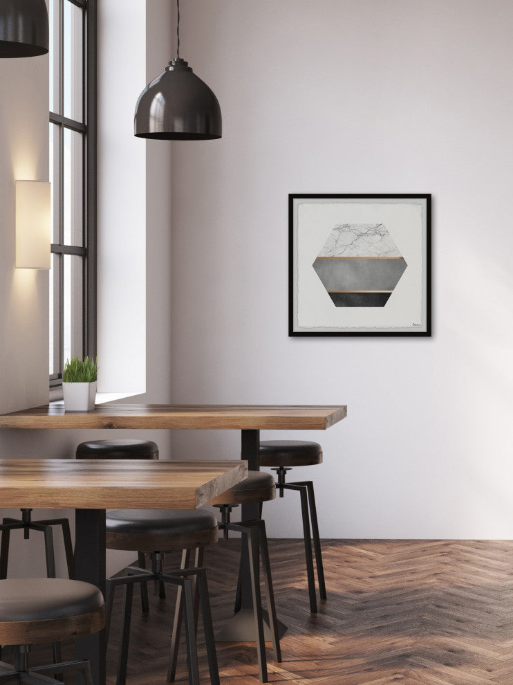 "Hexagon Marble" Framed Painting Print, 18"x18"