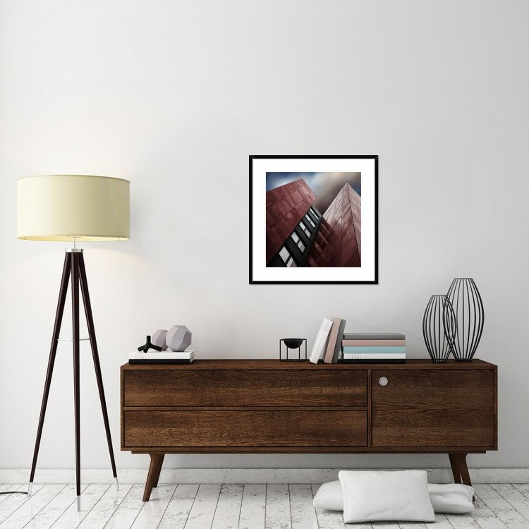 "Facade Rouge" Framed Digital Print by Gilbert Claes, 30x30"