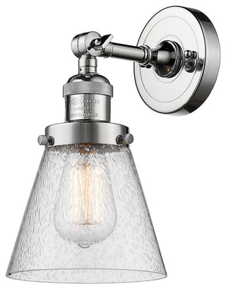Small Cone 1-Light LED Sconce, Polished Chrome, Glass: Seedy