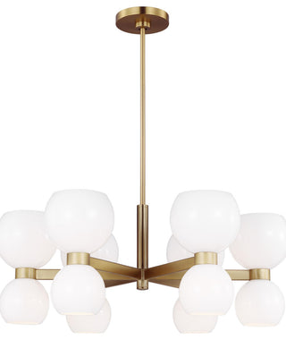 Londyn Small Chandelier, Burnished Brass with Milk White Glass