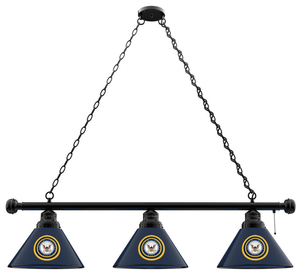 Holland United States Navy 3-Shade Billiard Light - Black Fixture
