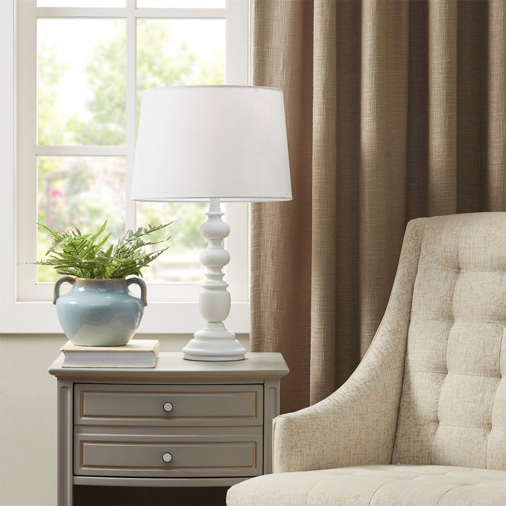 Martha Stewart Astoria Resin Farmhouse Matte White Table Lamp