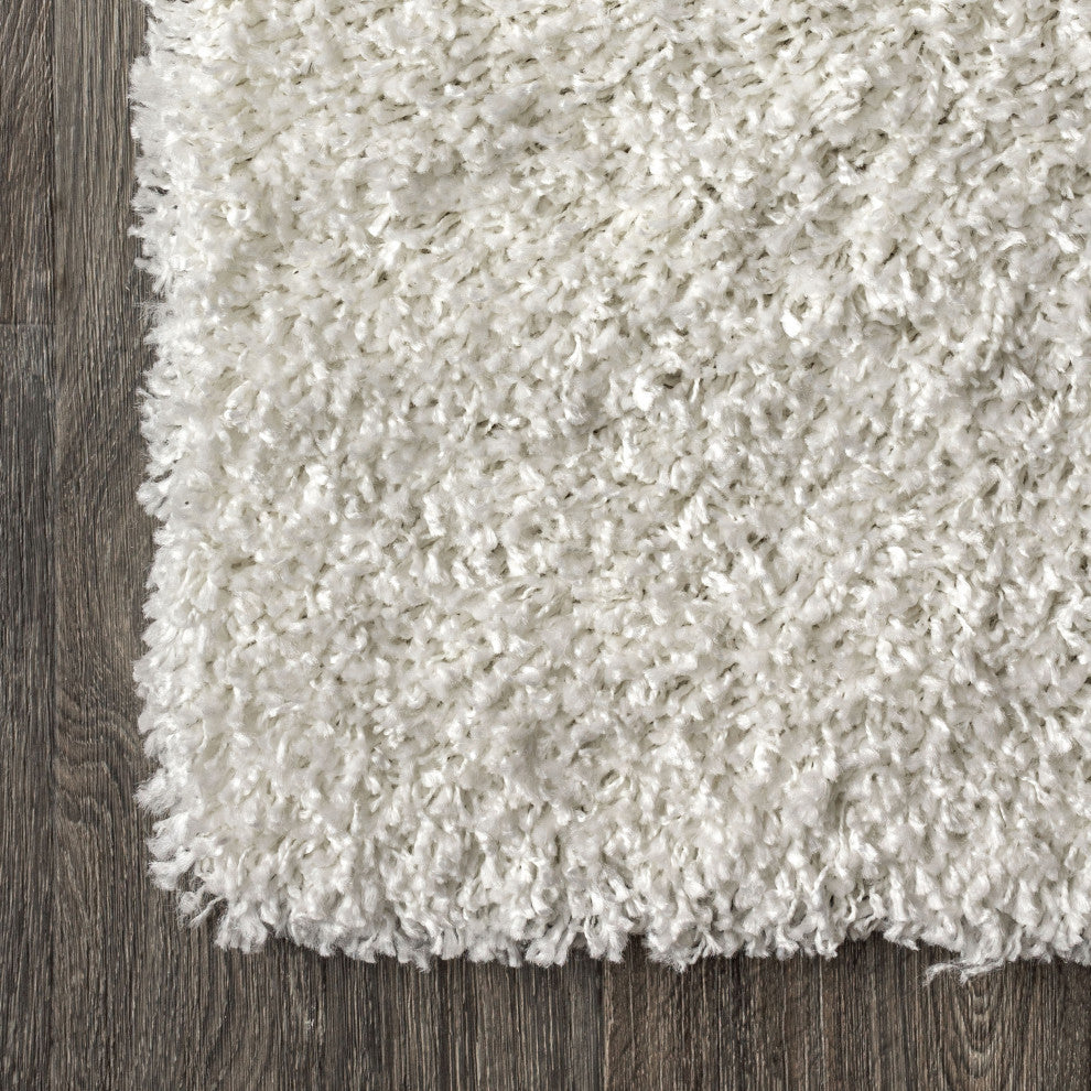 Mercer Shag Plush Area Rug, White, 4 X 6