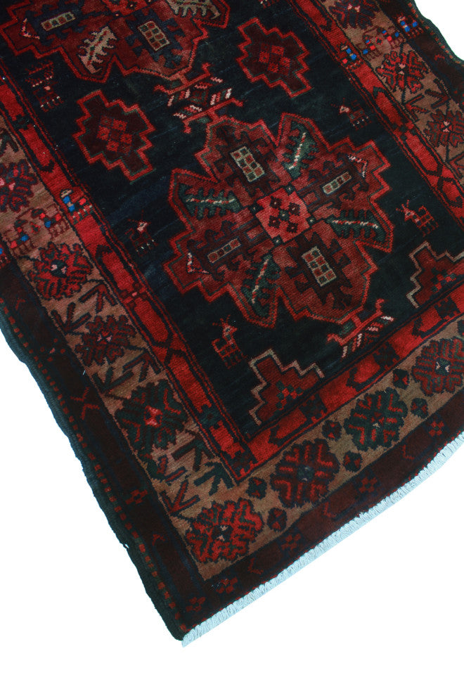 Semi Antique Alexina Rust/Navy Runner, 3'5x8'2