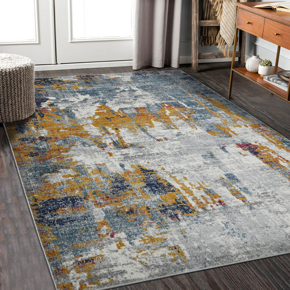 Montana Joanna Area Rug, Orange, 5'3" x 7'6", Abstract