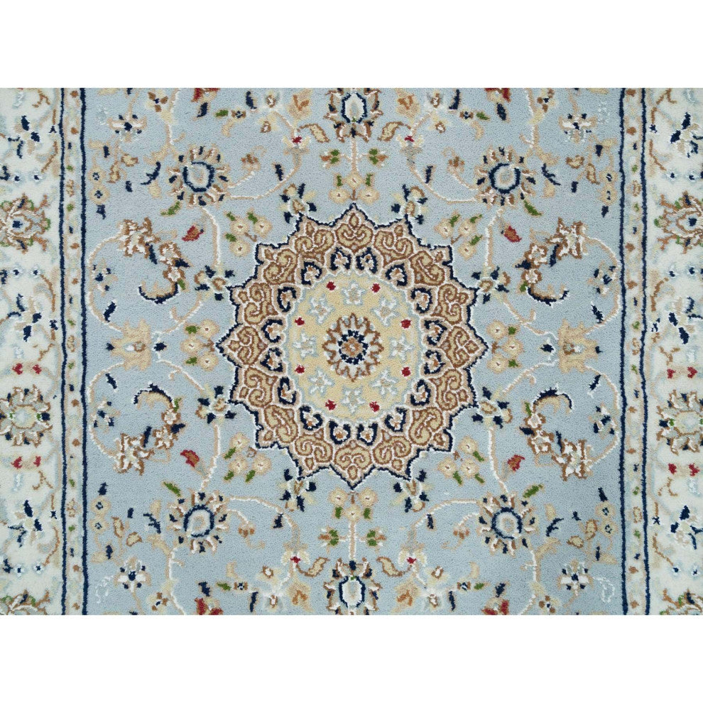 Blue Nain Design 250 KPSI Natural Wool Hand Knotted XL Runner Rug 2'9"x14'