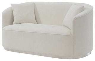 ACME Odette Loveseat With 2 Pillows, Beige Chenille